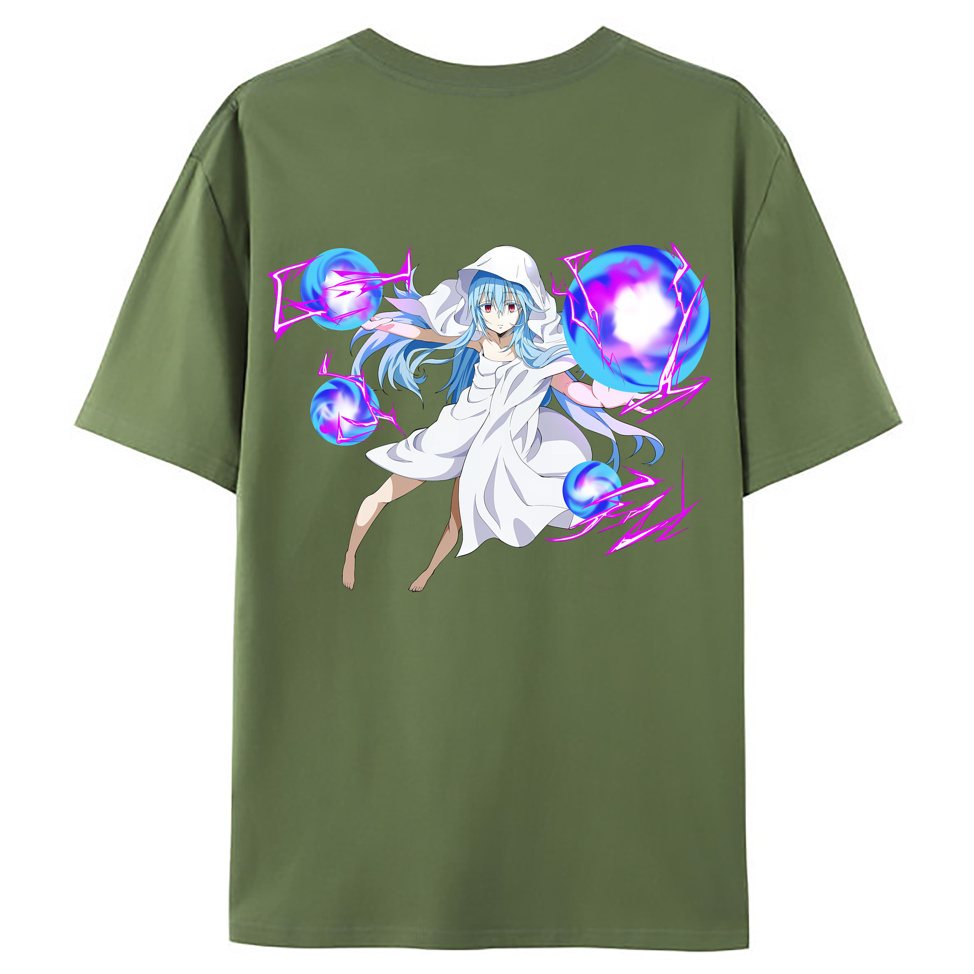 （画像用） 転スラ Regarding Reincarnated to Slime 綿100％ メンズ半袖Tシャツ（バックプリント） 通気性